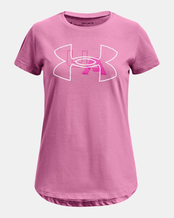 Girls' UA Logo Overlay Short Sleeve, Pink, pdpMainDesktop image number 0